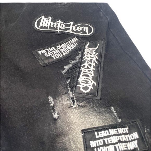 Philipp Plein Amiri Jeans Men’s Patch Distressed faded black and grey Jean SZ 38 - Picture 15 of 17